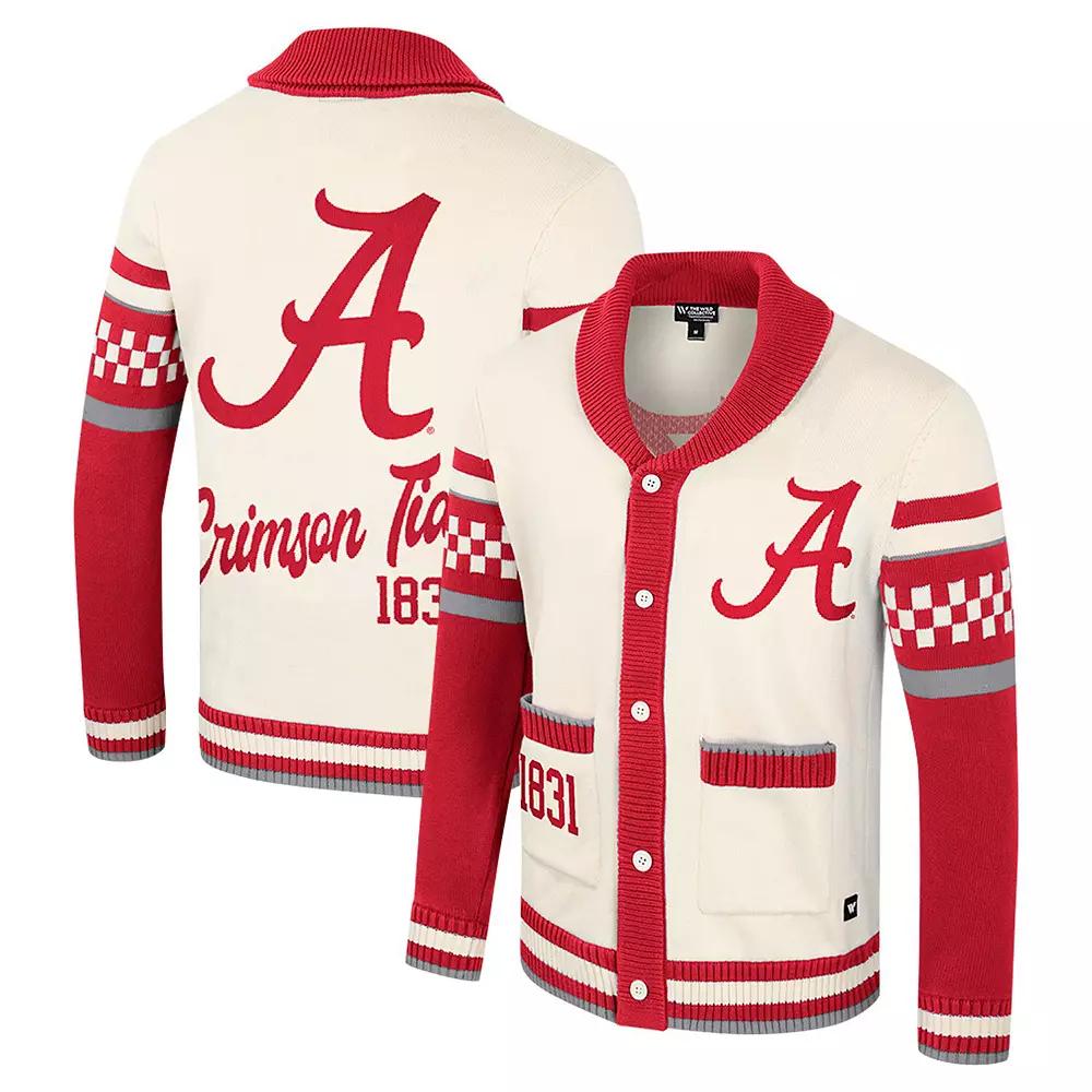 Womens Colosseum Cream Alabama Crimson Tide Wild Collective Button-Up Jaquard Sweater Product Image