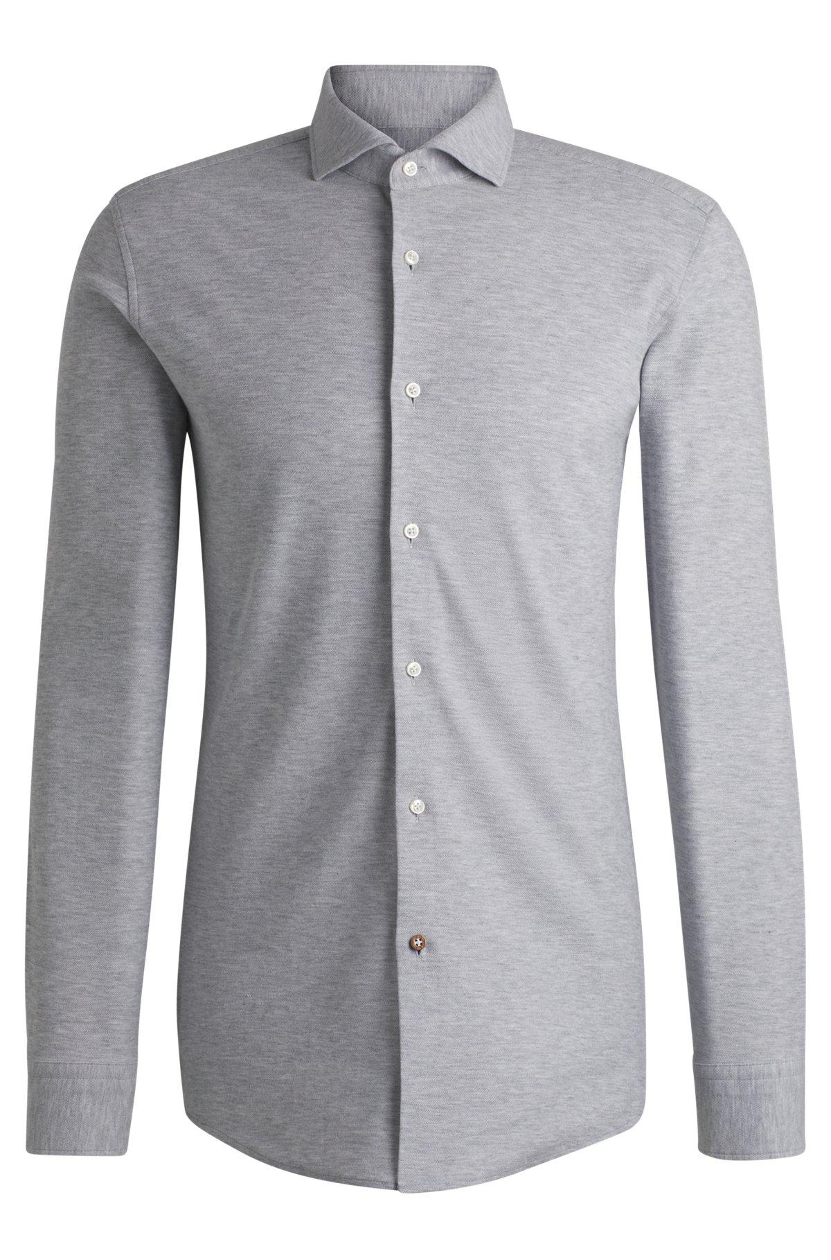Slim-fit shirt in cotton-piqué jersey Product Image