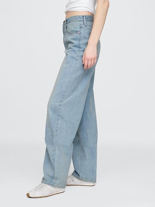 High Rise Cuffed Barrel Jeans Product Image