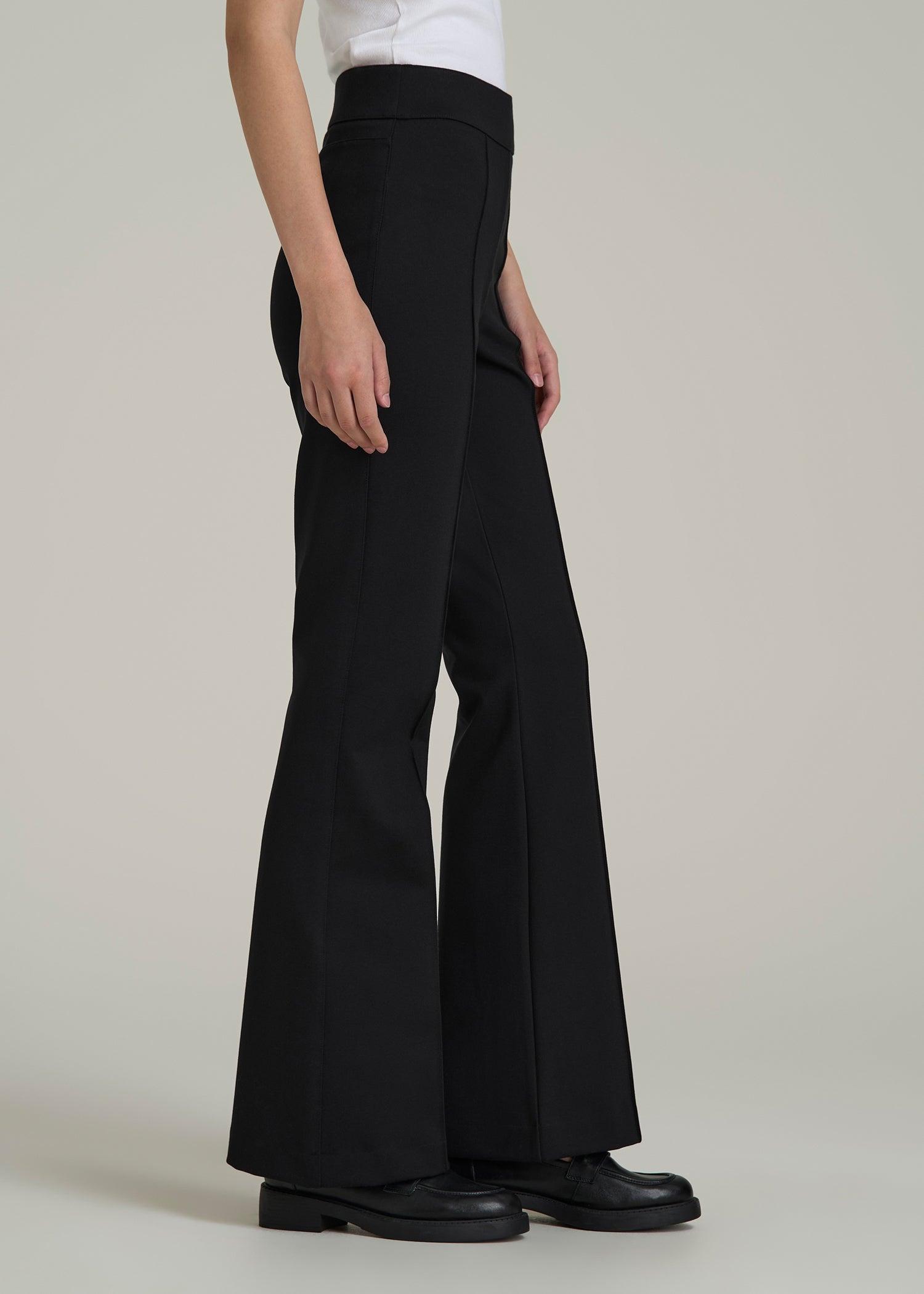 Soft Flex Ponte Pull On Flare Pants for Tall Women in Black Female Product Image