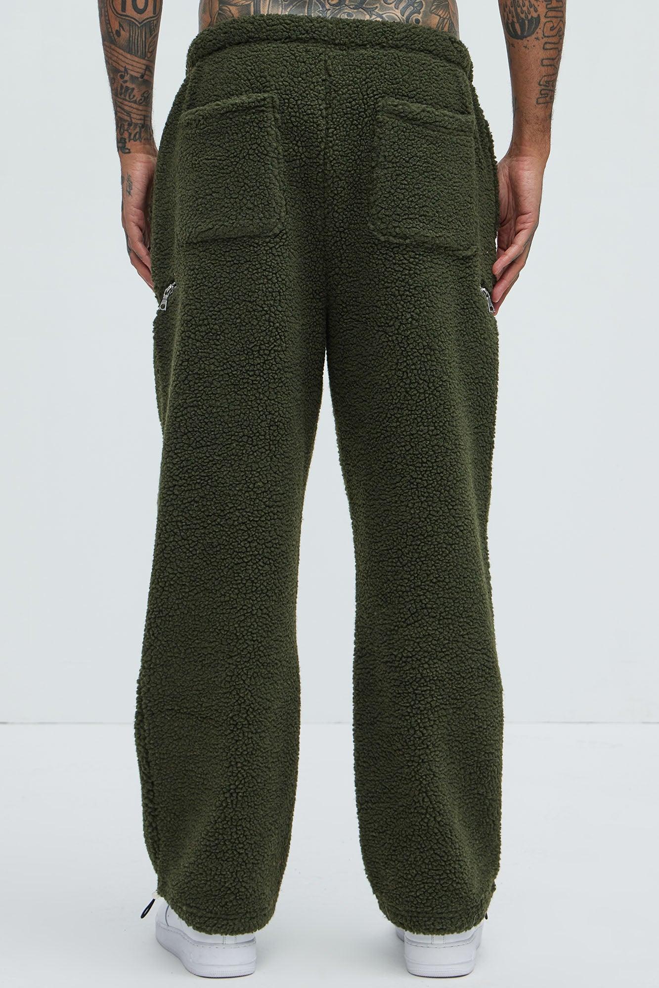 Axel Polar Fleece Zip Straight Sweatpants - Olive Product Image