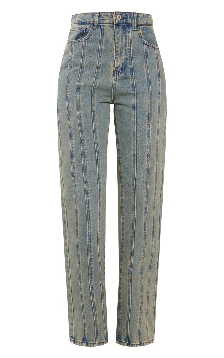 Tall Indigo Vintage Wash High Waist Paneled Seam Detail Jeans Product Image