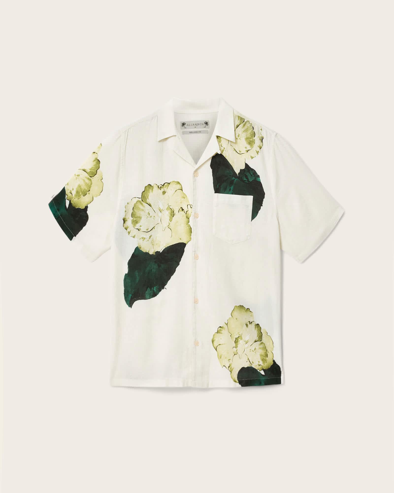 Nouvelle Short Sleeve Linen Blend Shirt Ecru | ALLSAINTS US Product Image