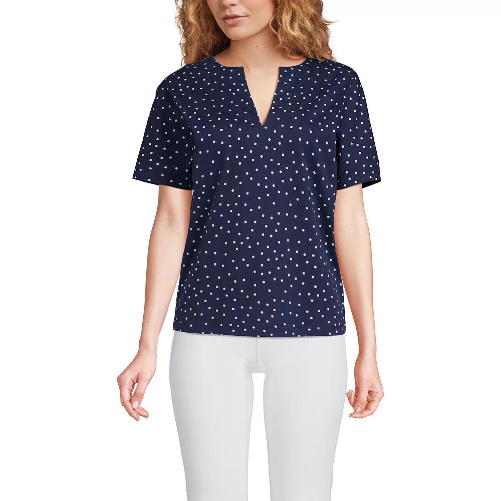 Women's Lands' End Short Sleeve Supima Notch Neck T-shirt,  Product Image