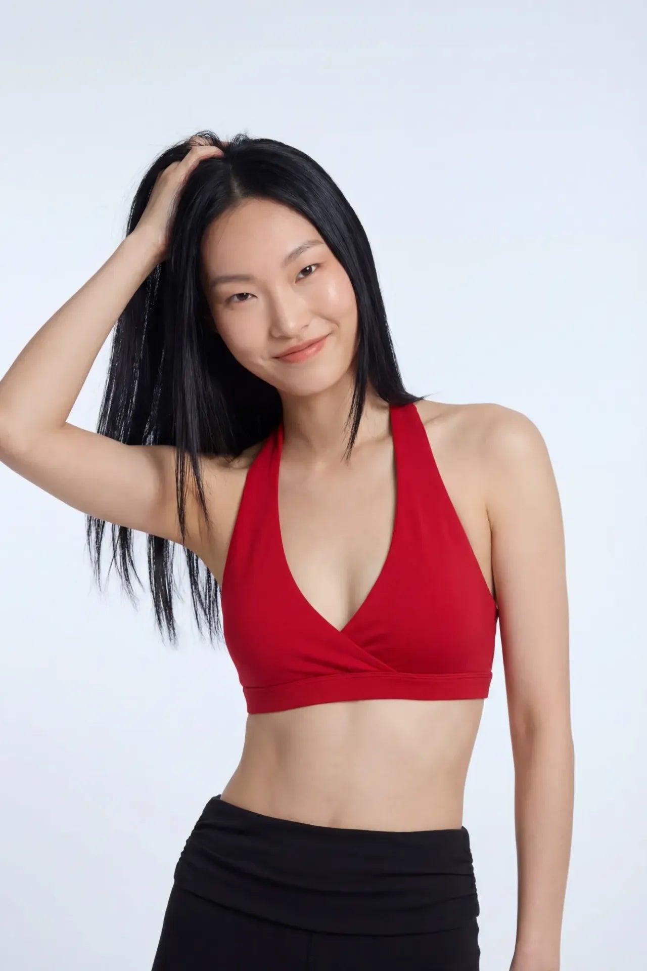 Active High Density Surplice Halter Bra Female Product Image