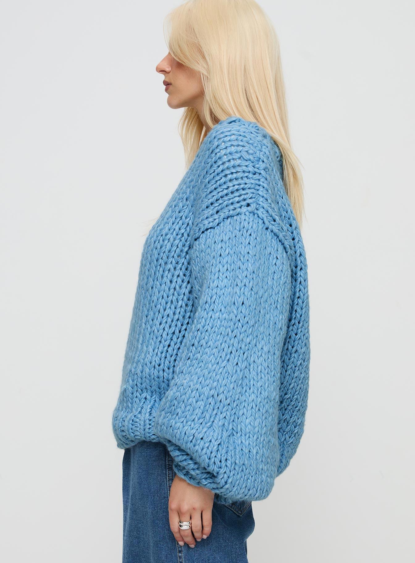 Arrowtown Hand Knit Sweater Blue Product Image