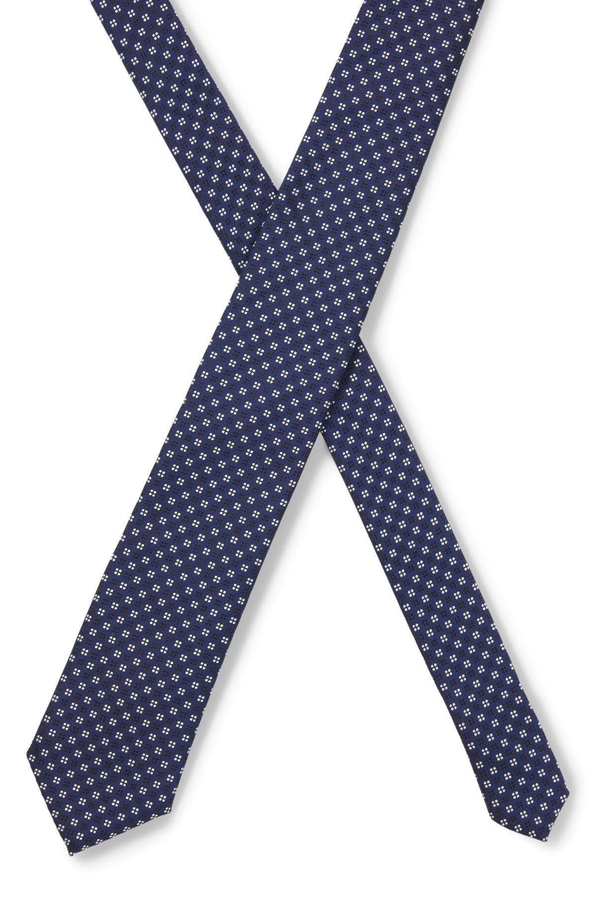 BOSS - Silk-blend tie with jacquard pattern - Dark Blue Product Image