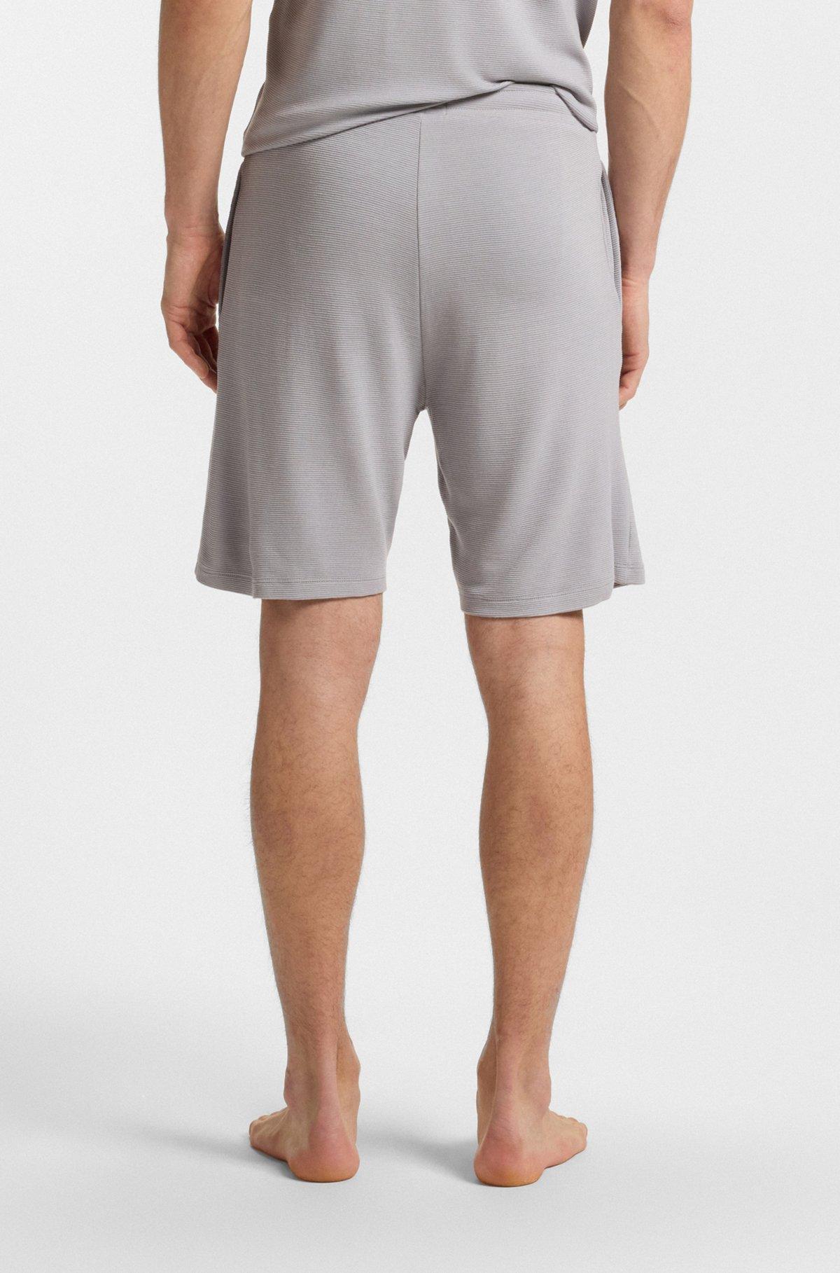 BOSS - Stretch-jersey pajama shorts with embroidered logo - Light Grey Product Image