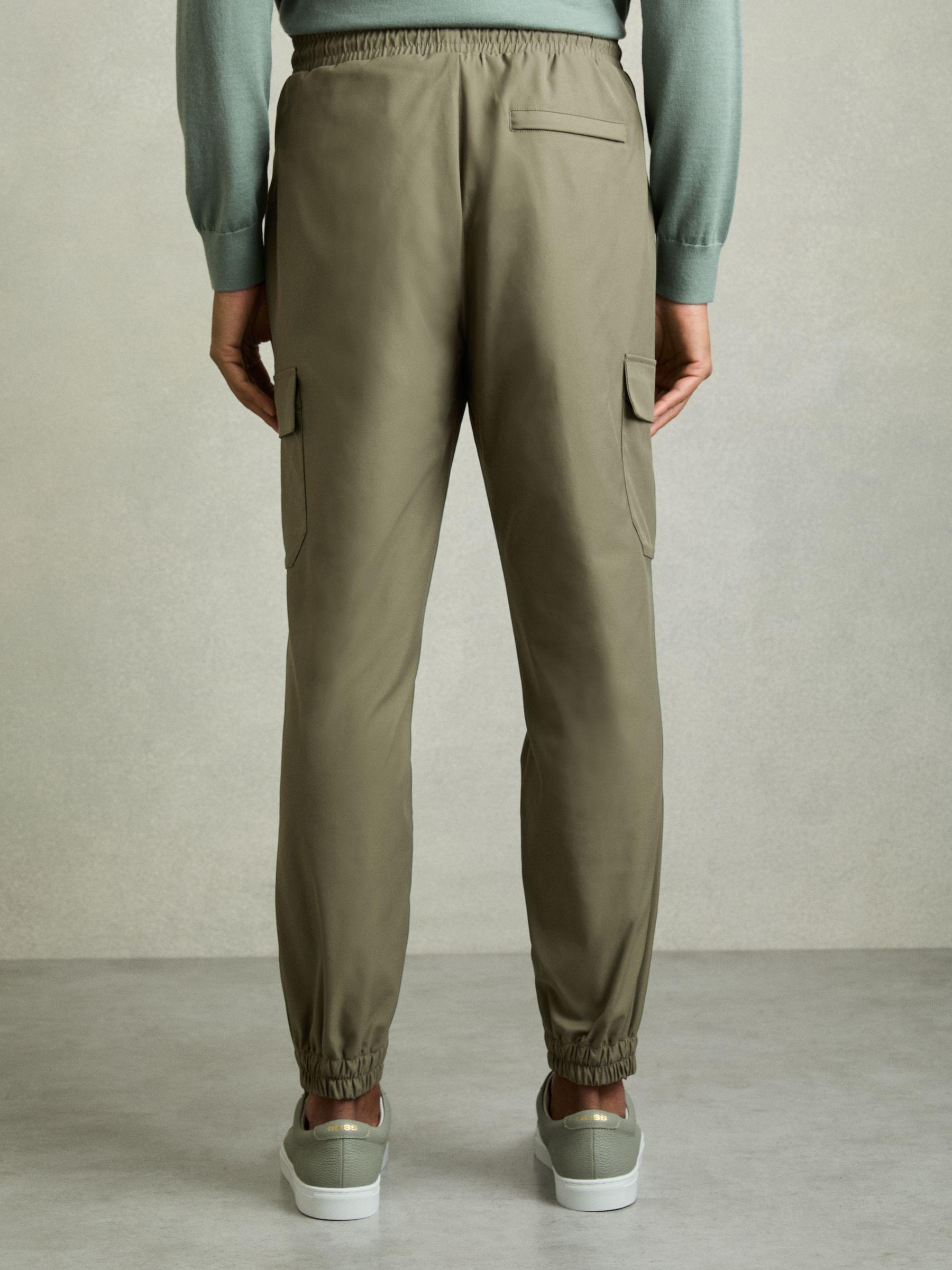 Technical Cargo Drawstring Trousers in Olive Product Image