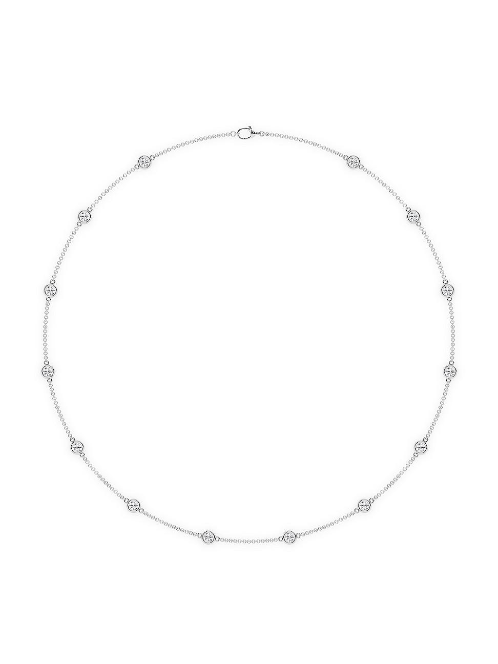 Womens 14K White Gold & 14-Diamond Station Necklace/0.70-2.10 TCW Product Image