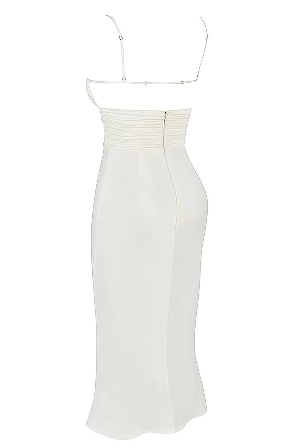 Lois  ivory satin corset midi dress - sale Product Image