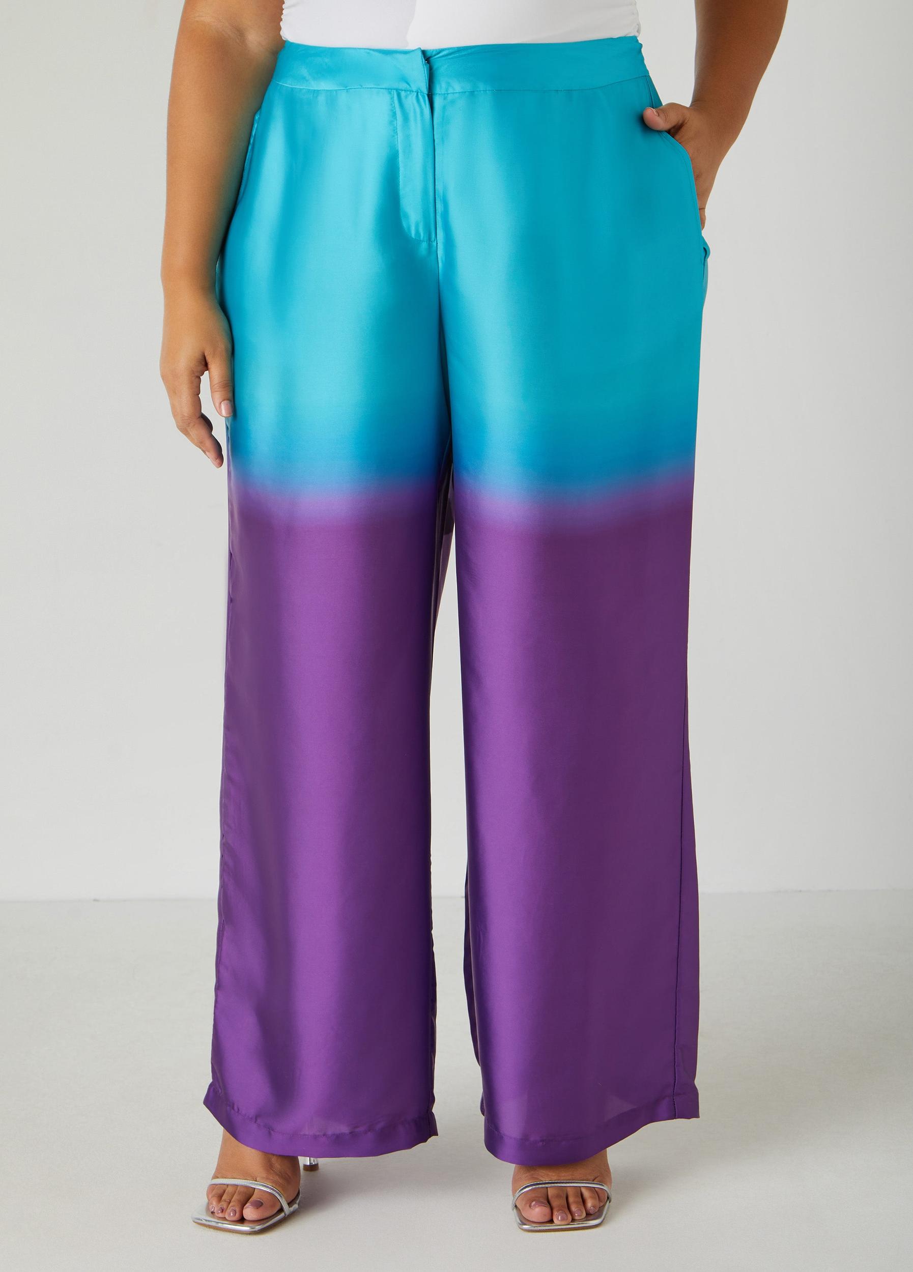 Plus Size Ombre Satin Wide Leg Pants Ashley Stewart Product Image