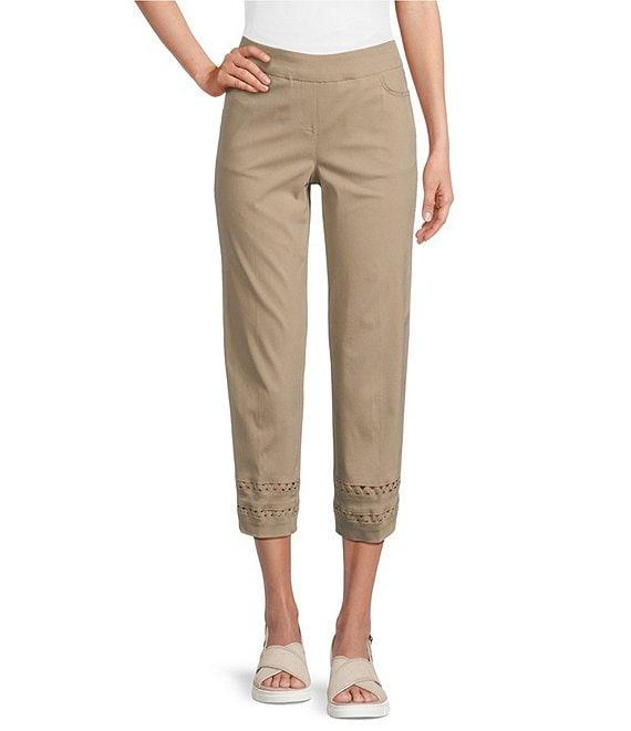 Multiples Petite Size Stretch Twill Fitted Rick-Rack Hem Detail Pull-On Pants Product Image