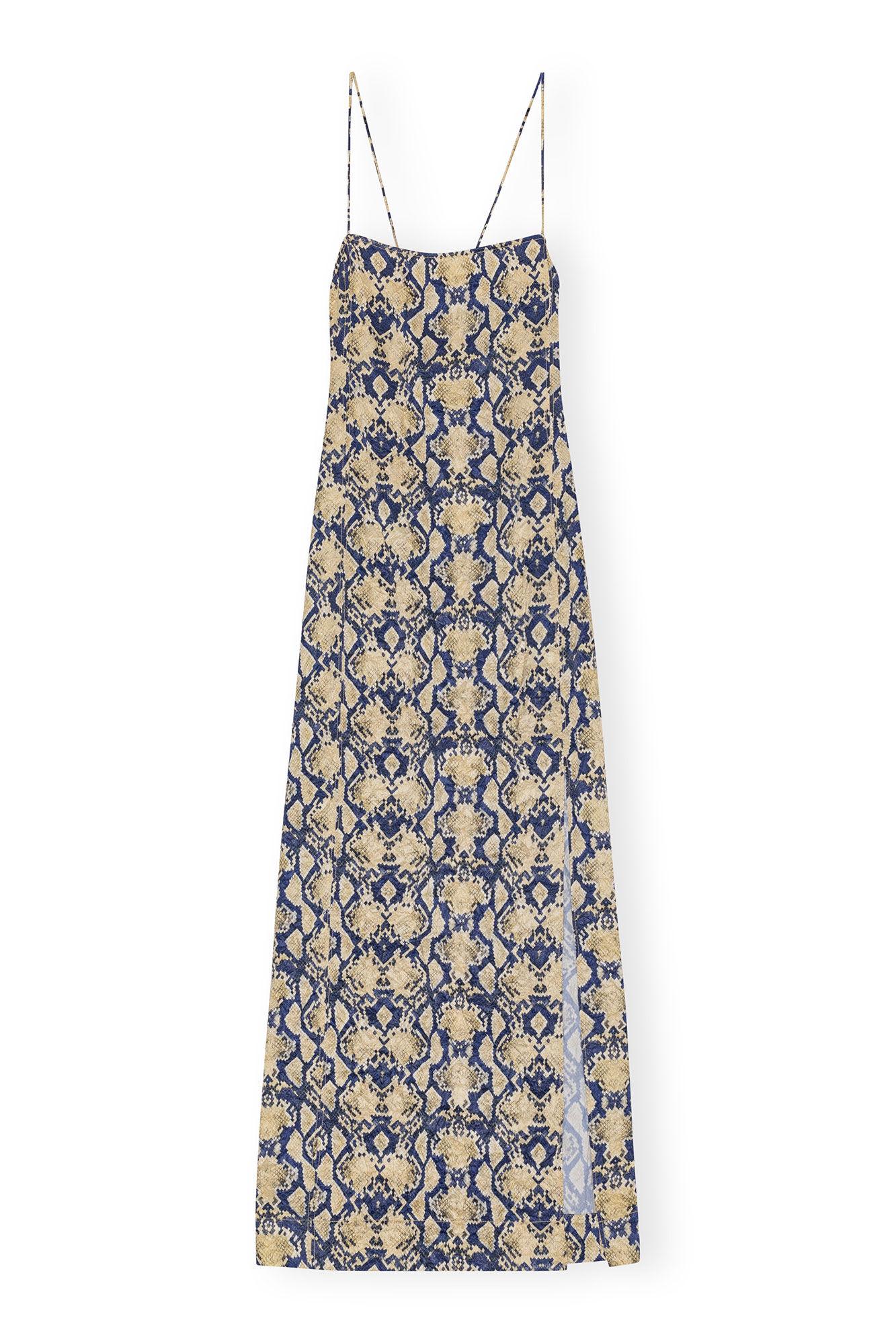 Snake Printed Crinkled Satin Midi Slip Dress Product Image