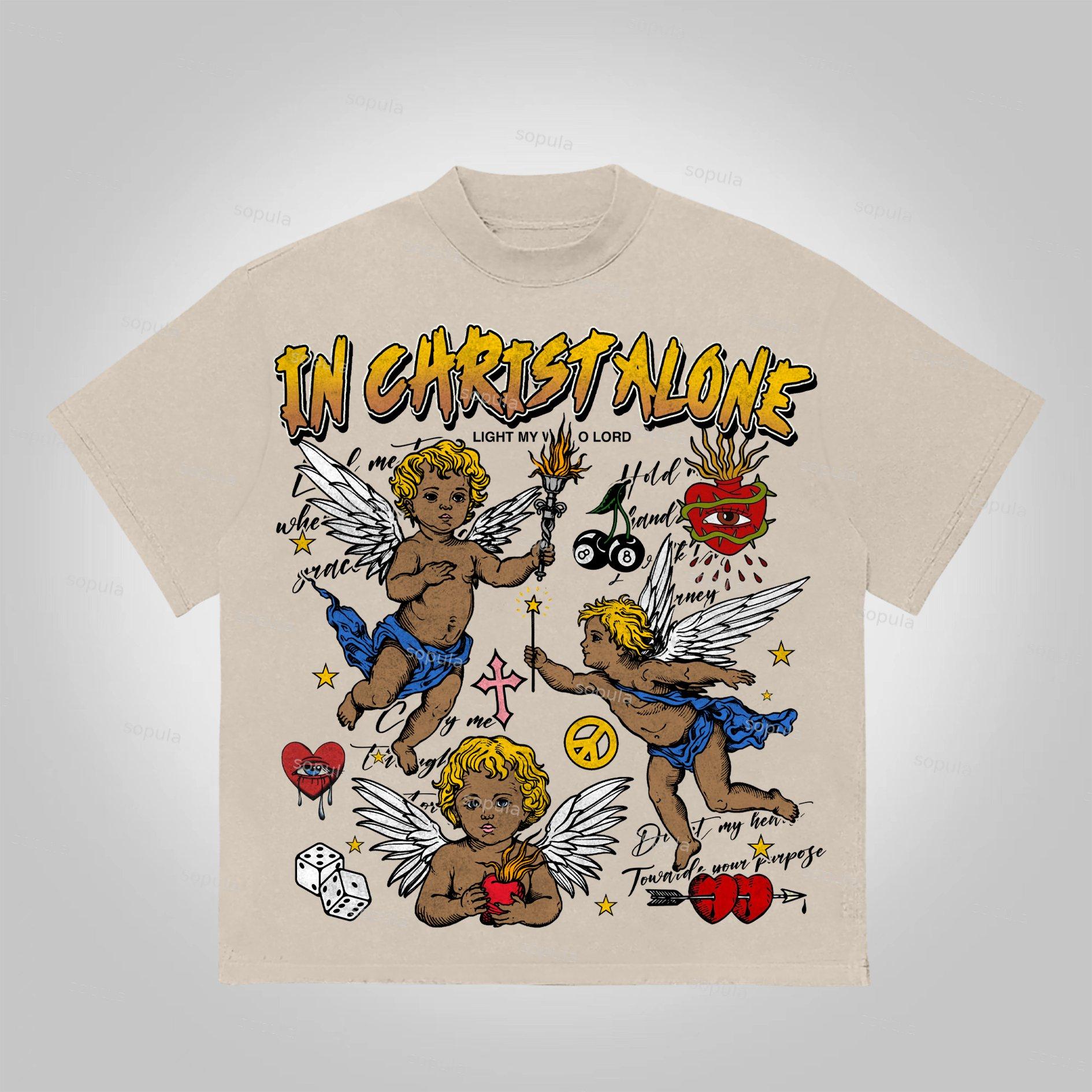 Sopula In Christ Alone Collage Printed Graphics Cotton T-Shirt Product Image