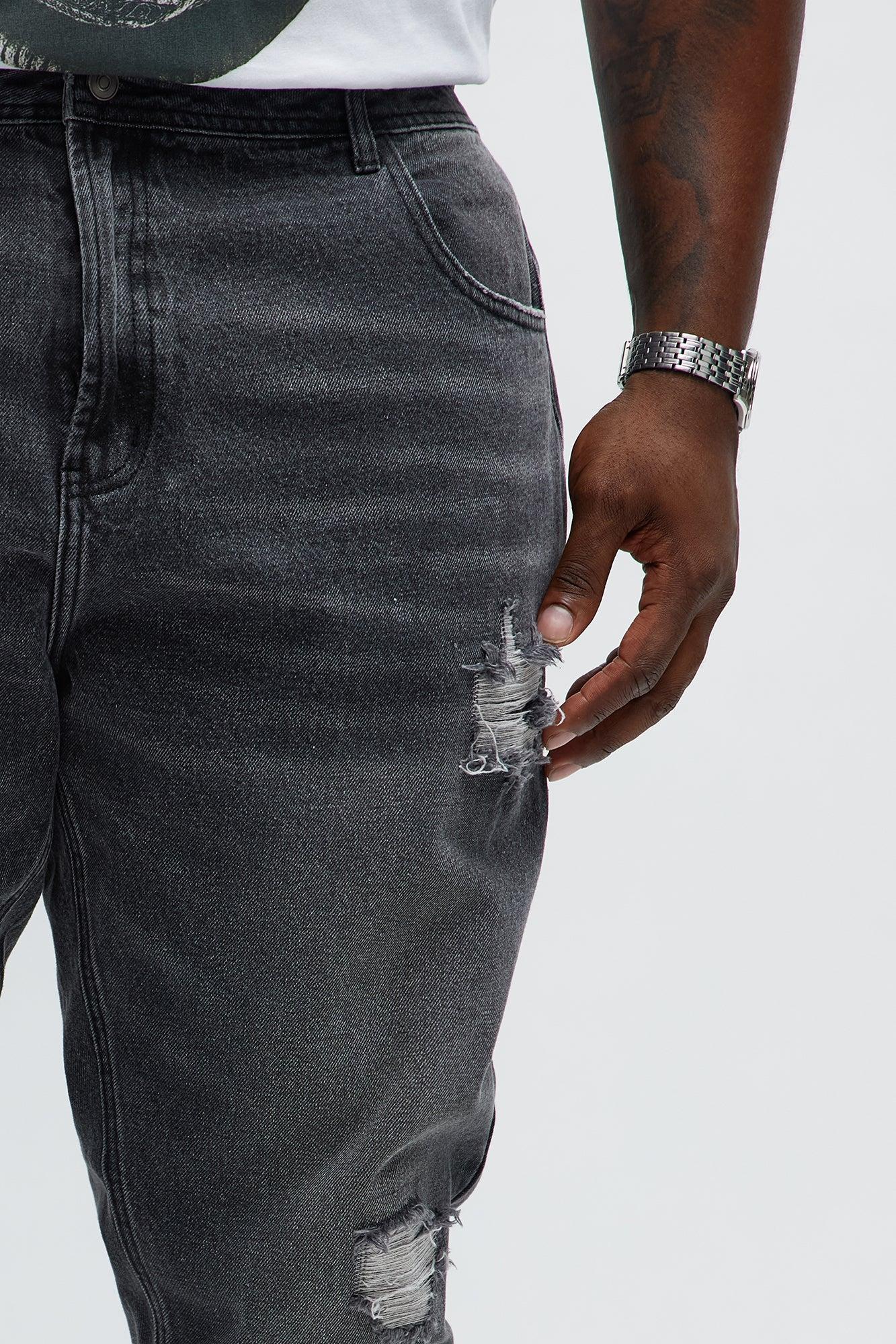 Stacked Slim Flare Looking Through Me Ripped Jeans - Black Wash Male Product Image