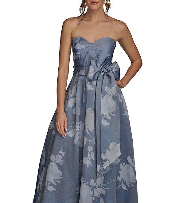 Donna Karan Organza Sweetheart Neck Strapless Tie Sash Bow Ballgown Product Image