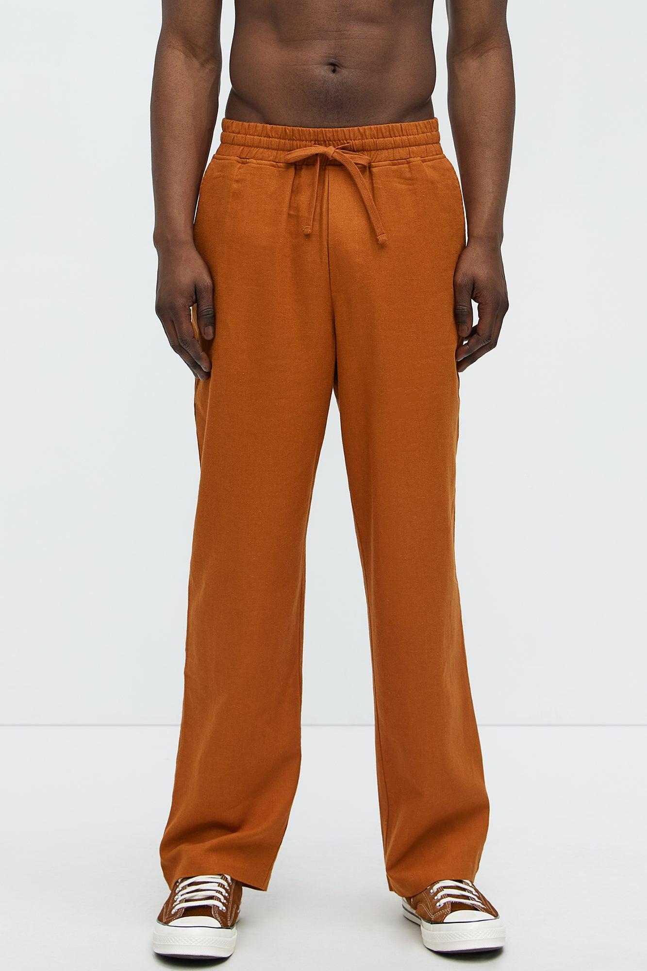 Bahamas Straight Linen Pants - Rust Product Image