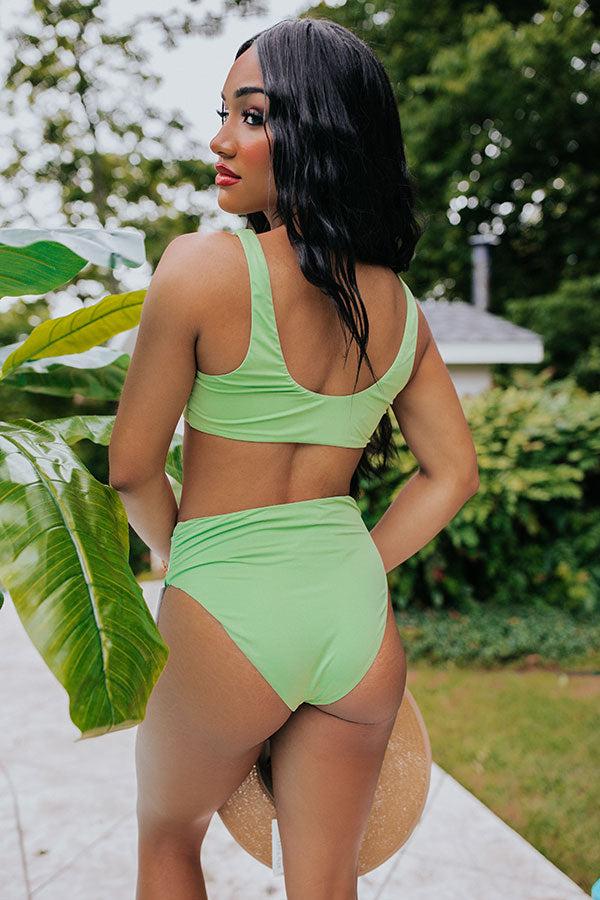 Sunset High Waist Bikini Bottoms in Lime Product Image