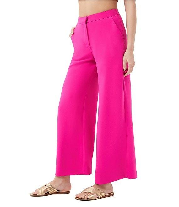 Trina Turk Verity Georgette Mid-Rise Wide Leg Ankle Pants Product Image