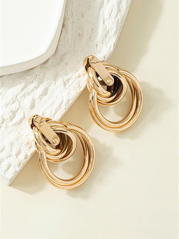 Geometric Hollow Shiny Earrings Accessories Product Image