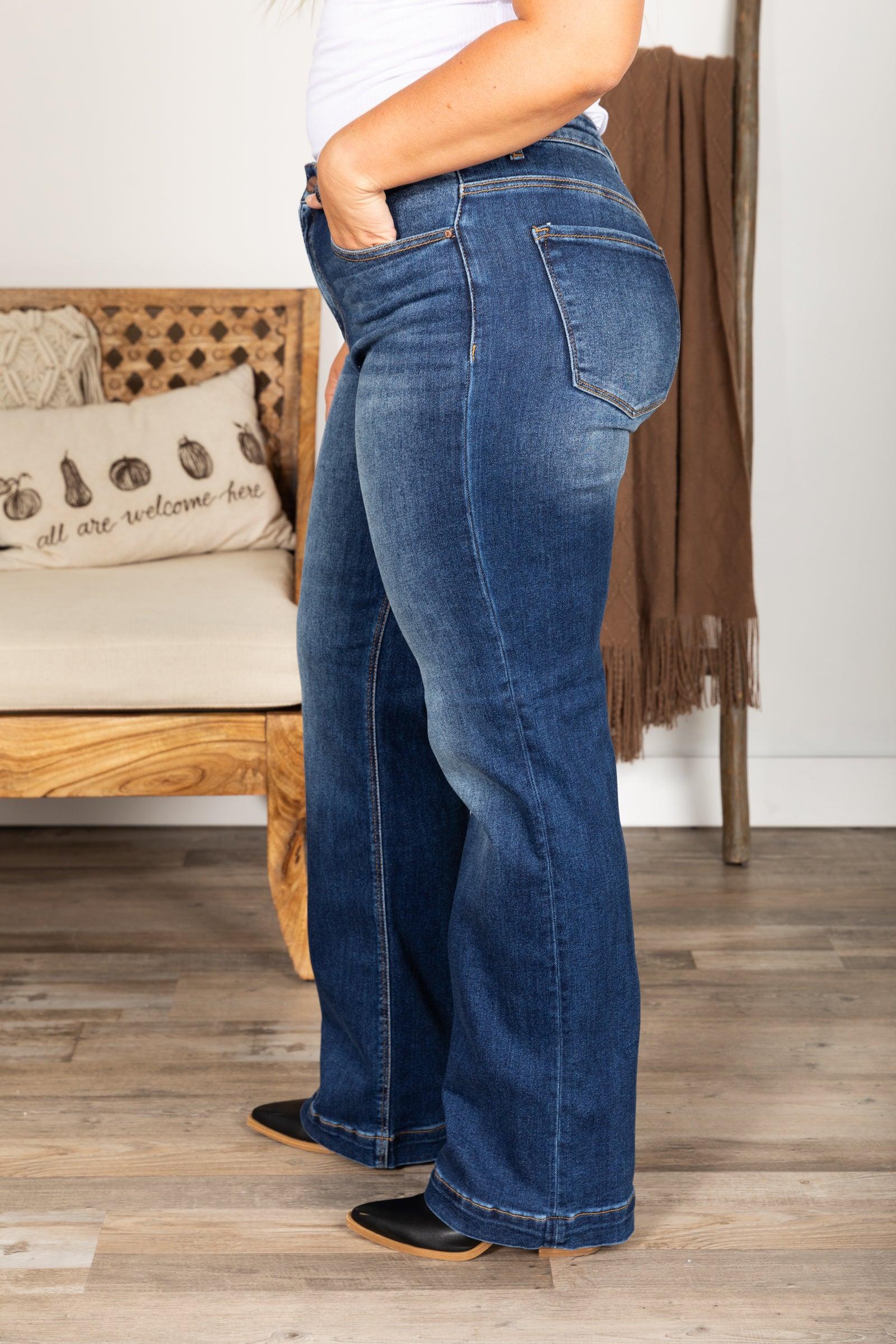 Risen Dark Wash High Rise Straight Leg Jeans Product Image