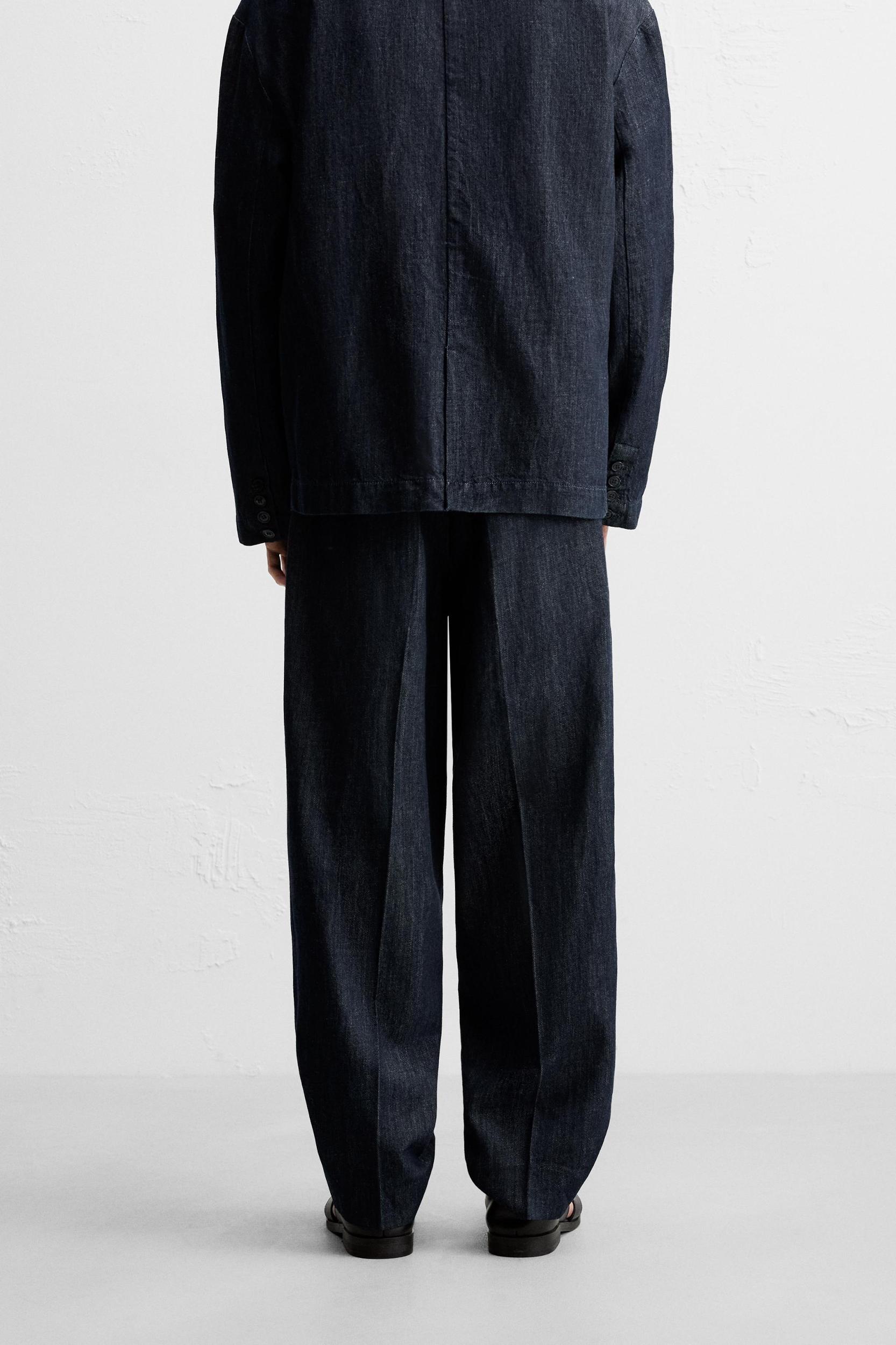 WIDE FIT CROPPED DENIM PANTS Product Image