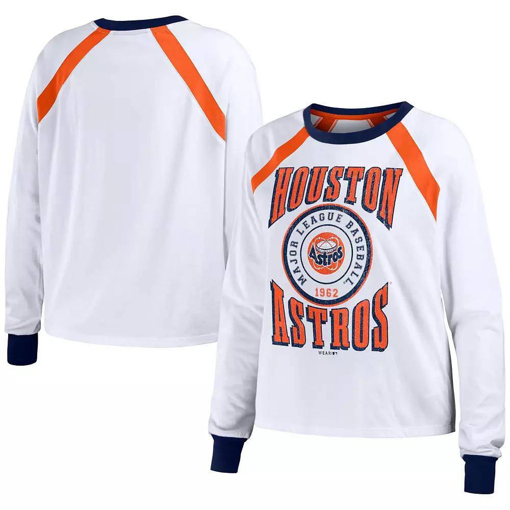 Women's WEAR by Erin Andrews White Houston Astros Raglan Long Sleeve T-Shirt,  Product Image