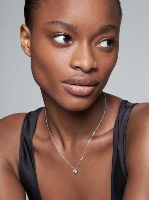 Precious Metal-Plated Sterling Silver Pavé Halo Necklace Product Image