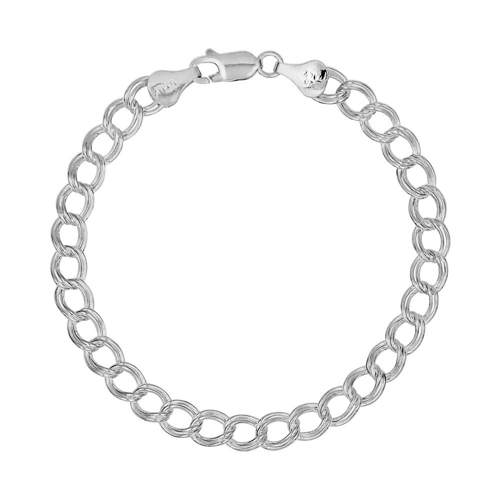 Sterling Silver Double Link Curb Chain Bracelet - 7-in., Women's, Multicolor Product Image