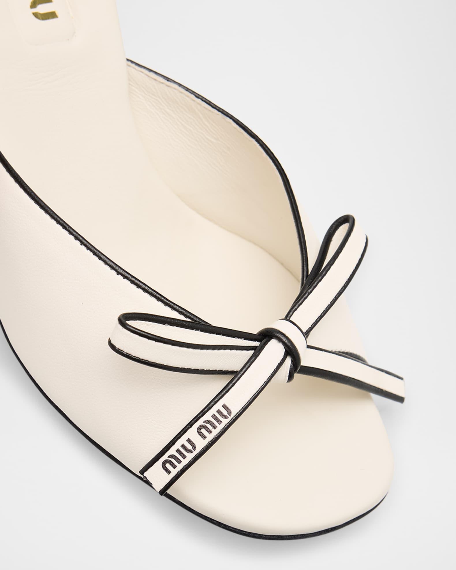 Nappa Leather Bow Mule Sandals Product Image