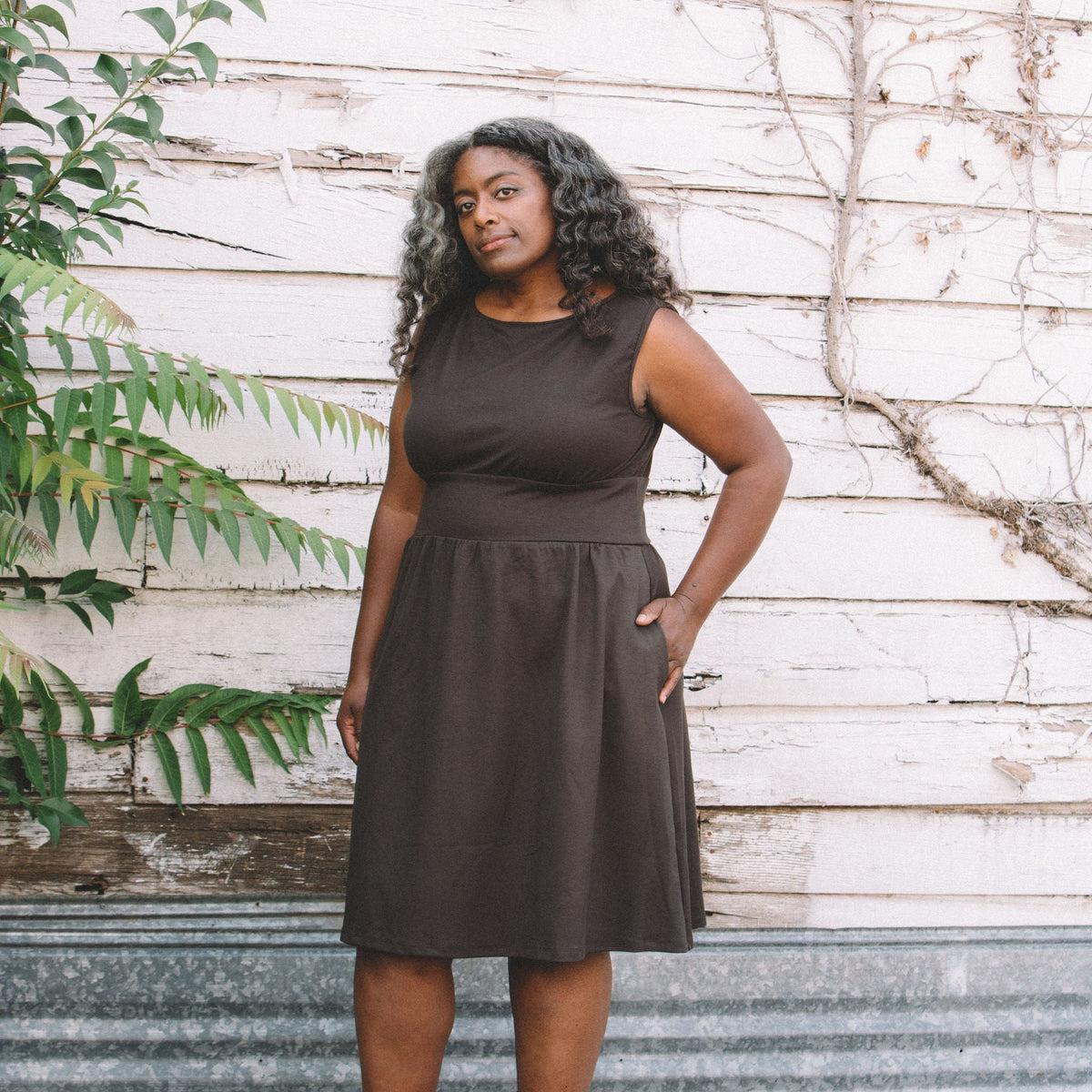 Mere Dress in Dark Brown Ponte Product Image