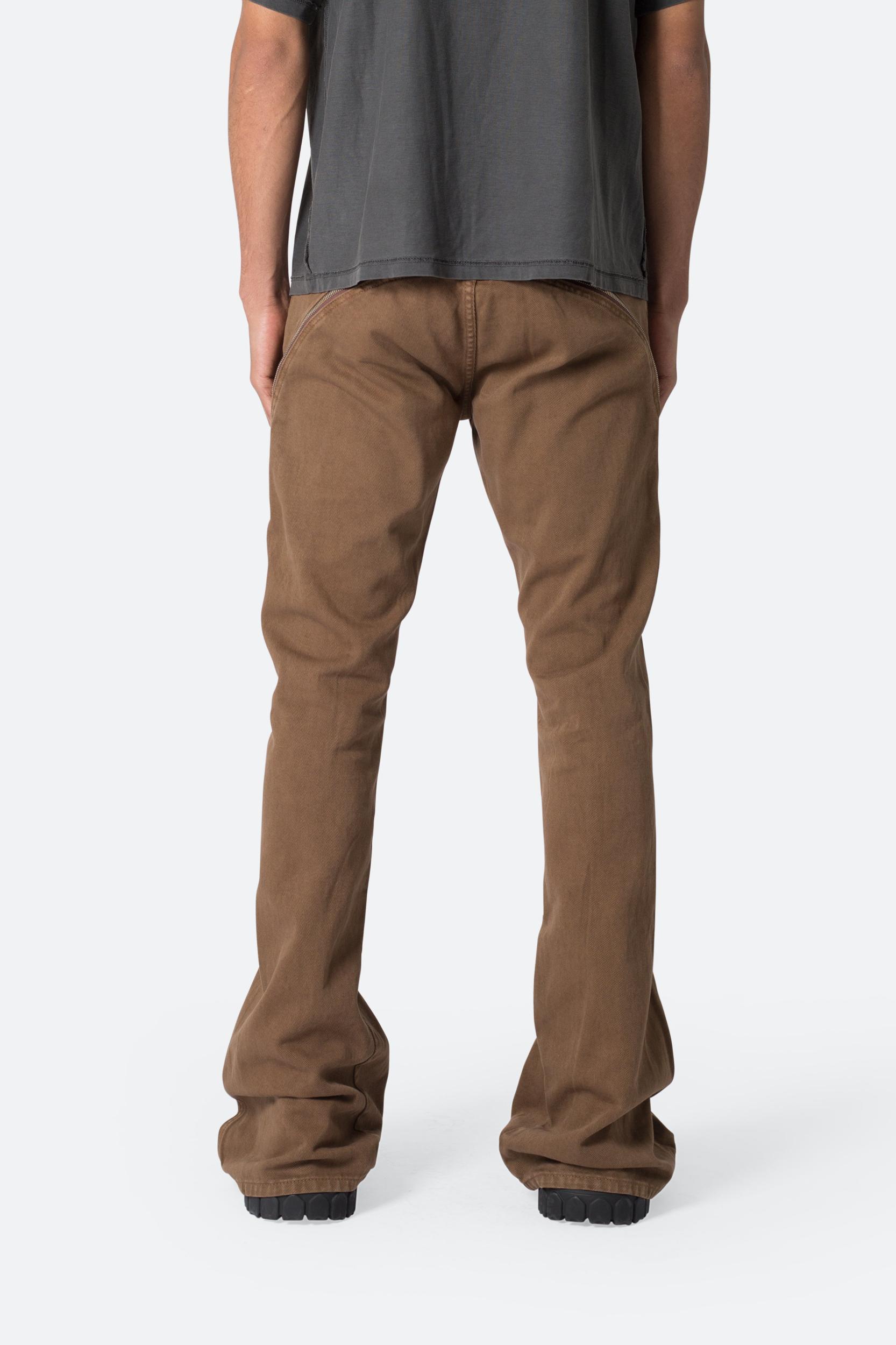 D519 Zipper Flare Denim - Brown Product Image