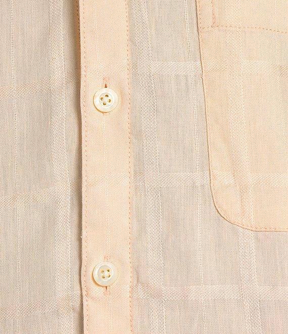 Caribbean Linen Banded Mandarin Collar Long Sleeve Woven Shirt Product Image