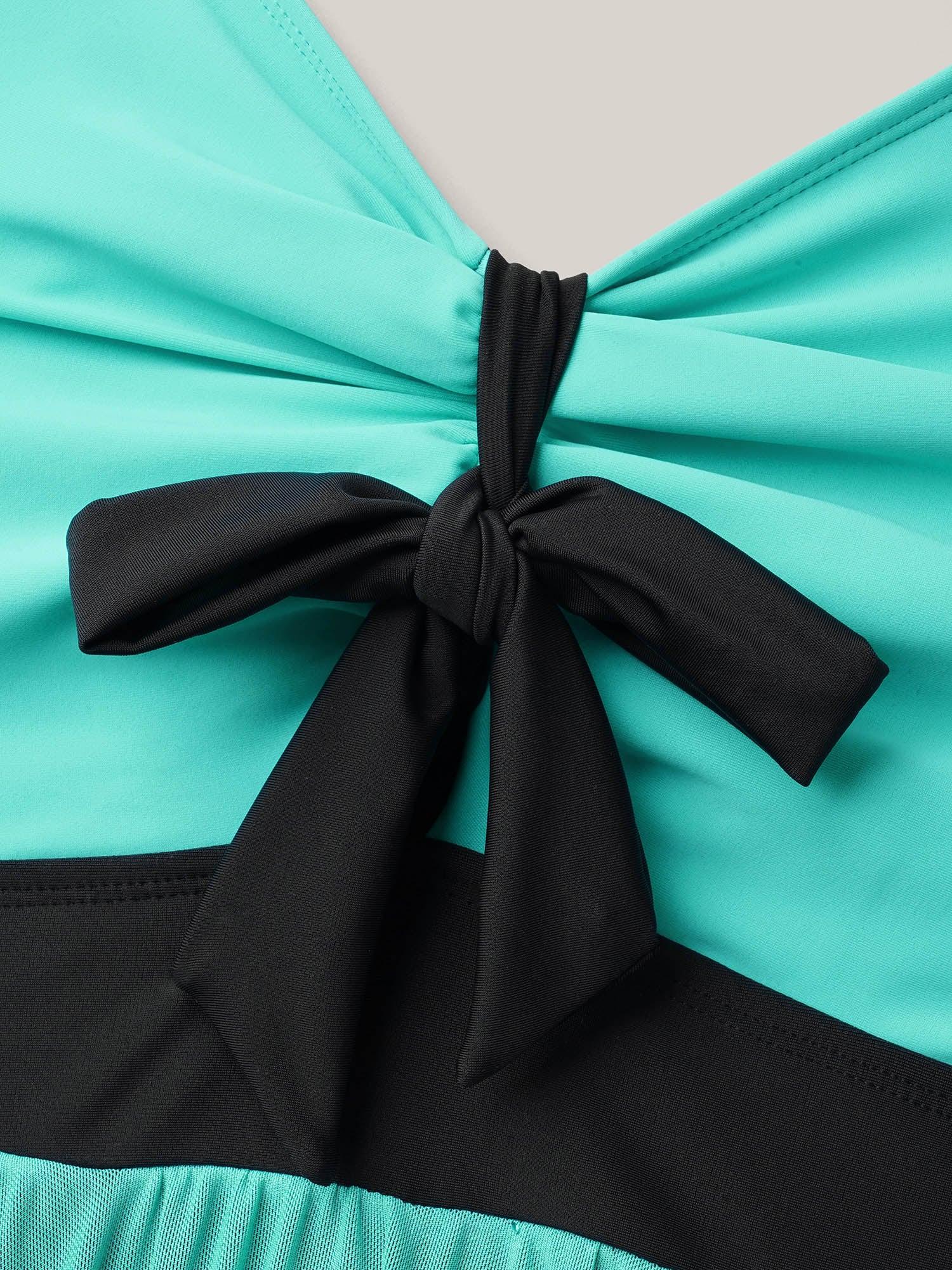 Ruched Adjustable Bust Tie Swim Dress Female Product Image