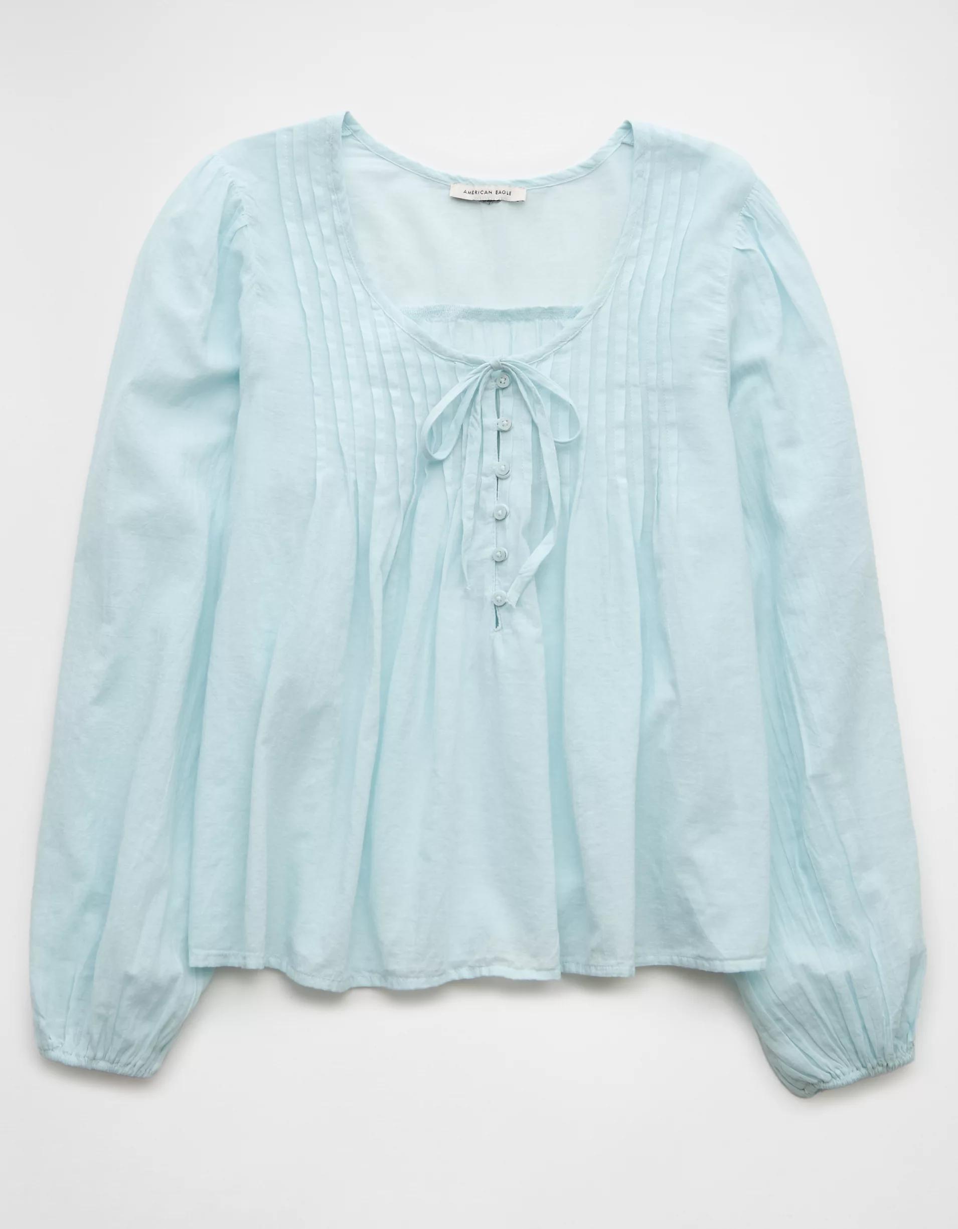 AE Long-Sleeve Breezy Boho Blouse Product Image