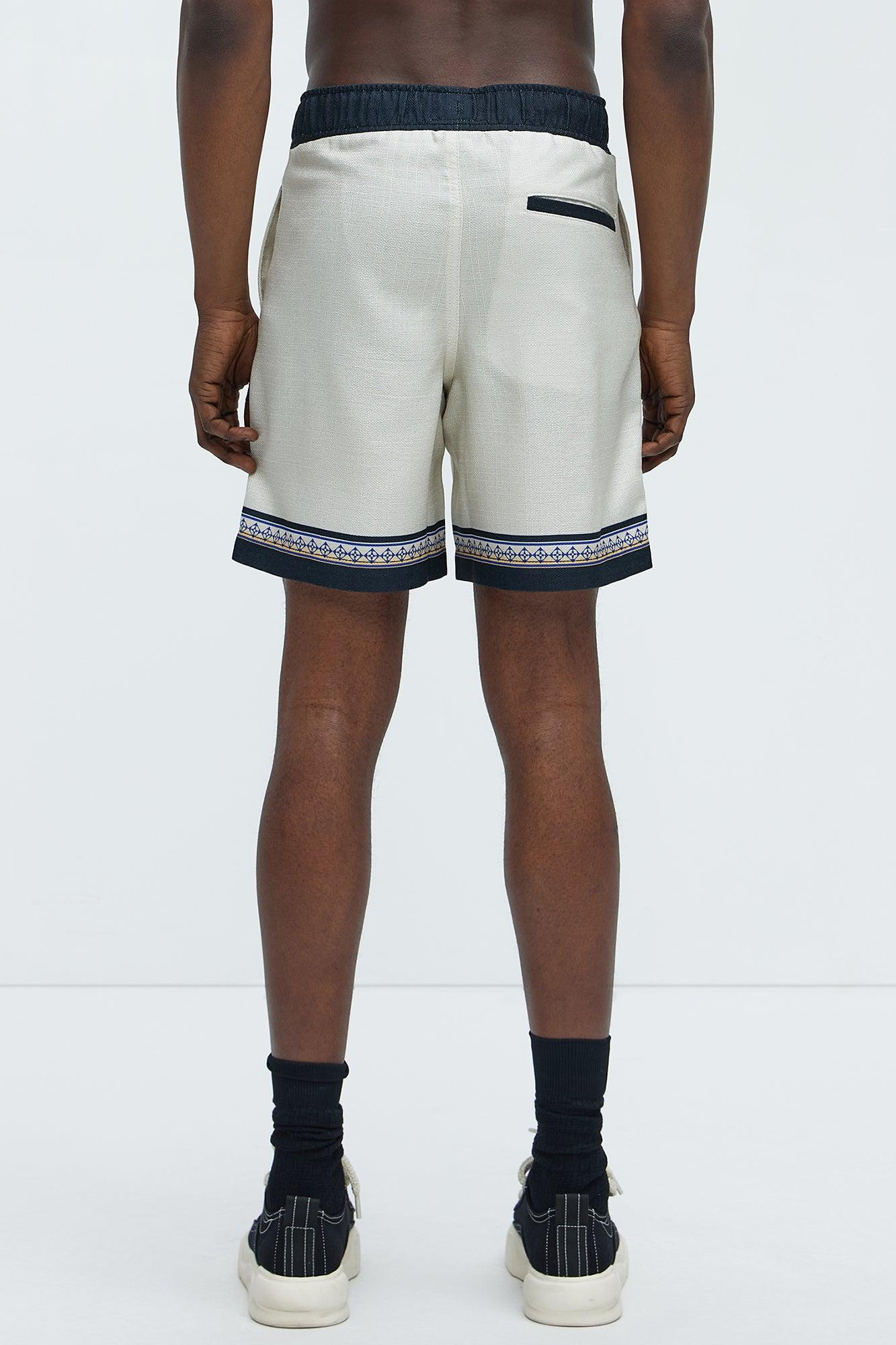 Cali Life Border Print Colorblock Relaxed Shorts - Natural/Combo Product Image