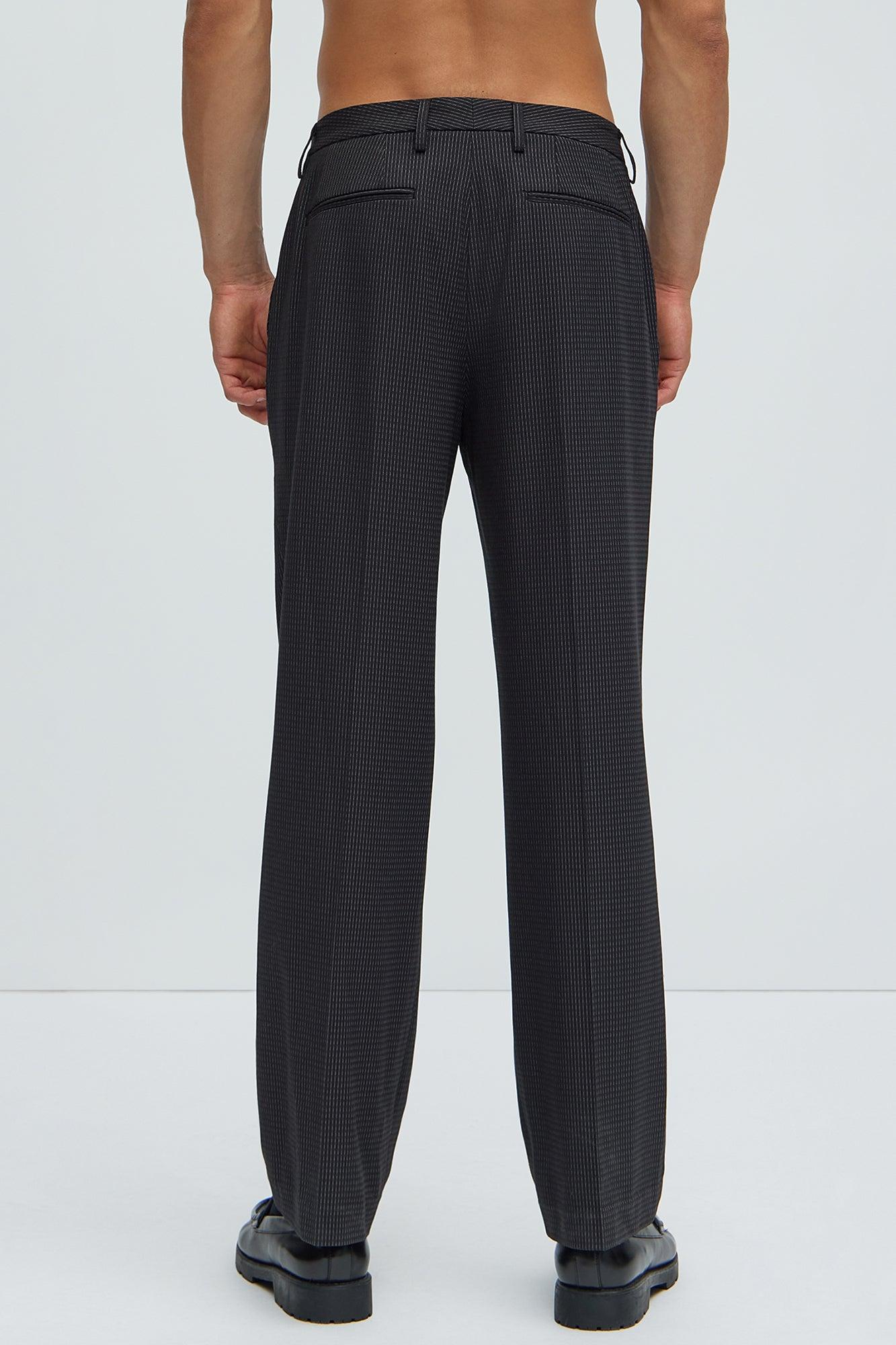 Henry Pinstripe Straight Trousers - Black Product Image