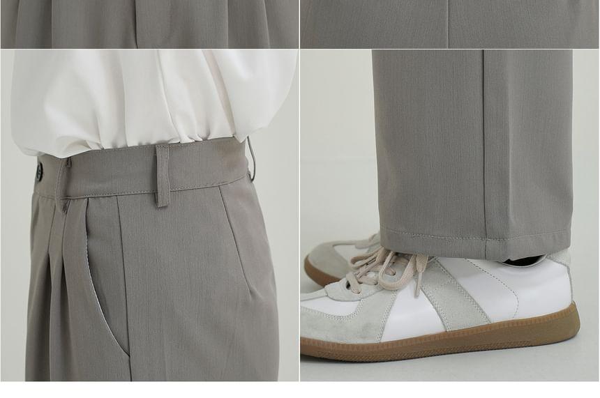 High Waist Plain Straight Leg Pants Product Image