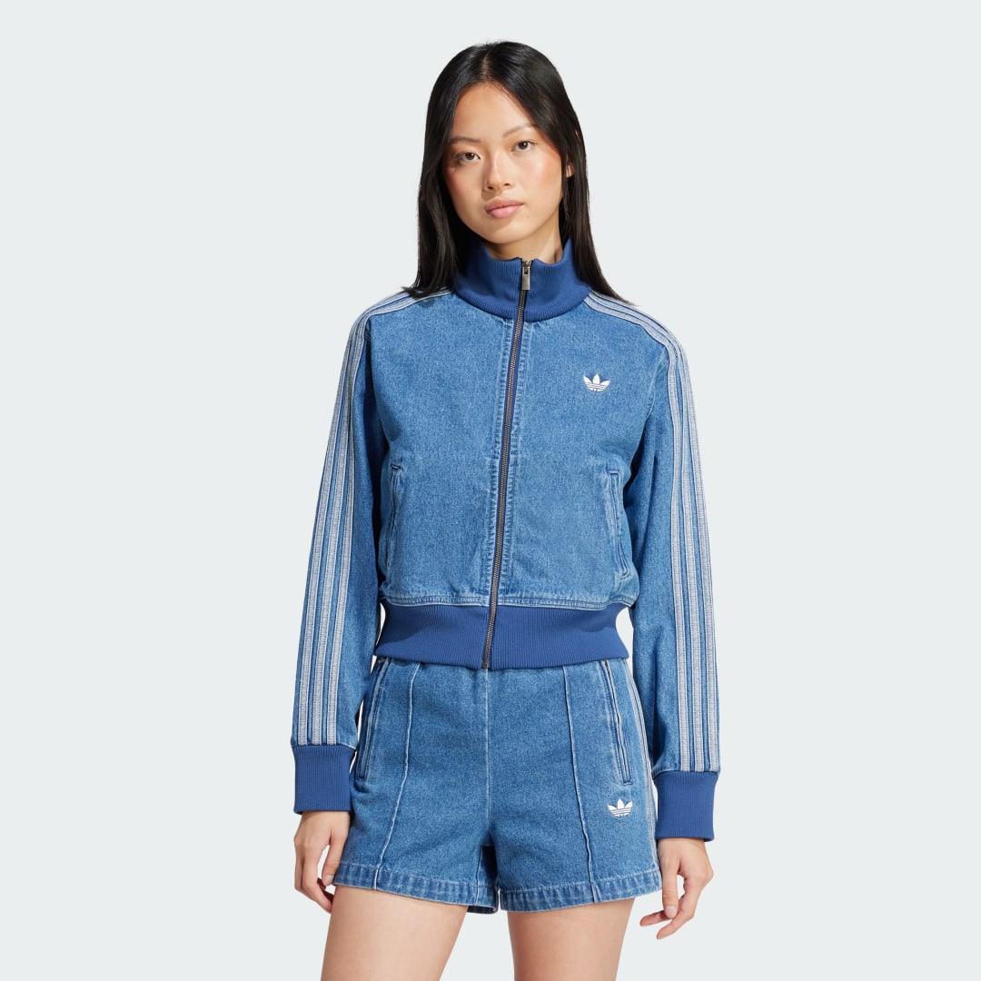 adidas Adicolor Denim Track Top Indigo Denim M Womens Product Image