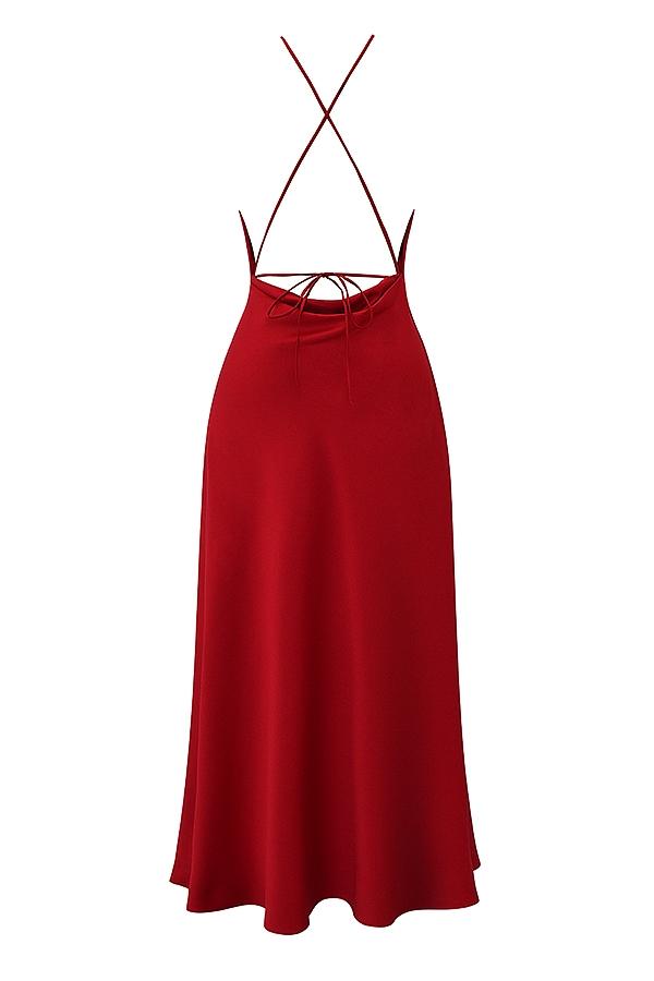 Zanab  red rose thigh slit maxi dress Product Image