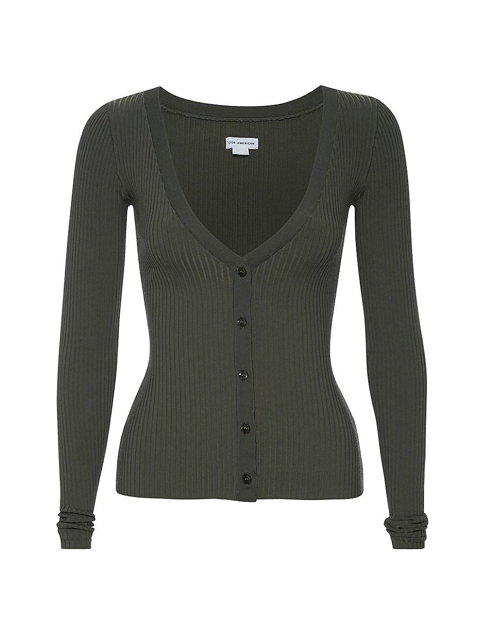 Womens Shine Rib V-Neck Cardigan Product Image