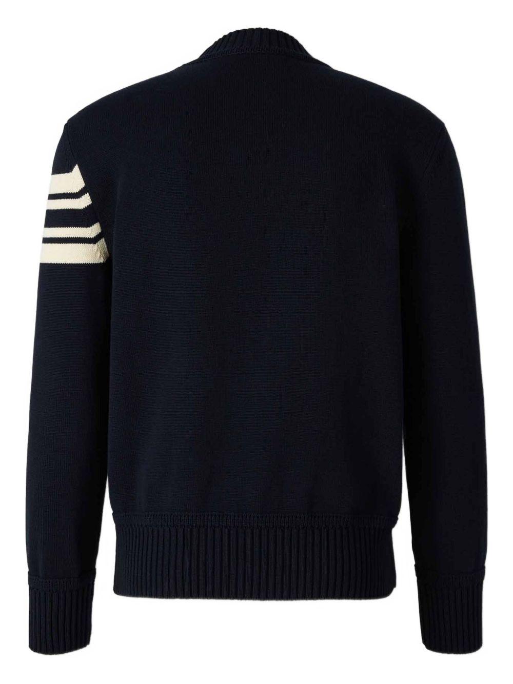 logo-embroidered striped-sleeve sweater Product Image