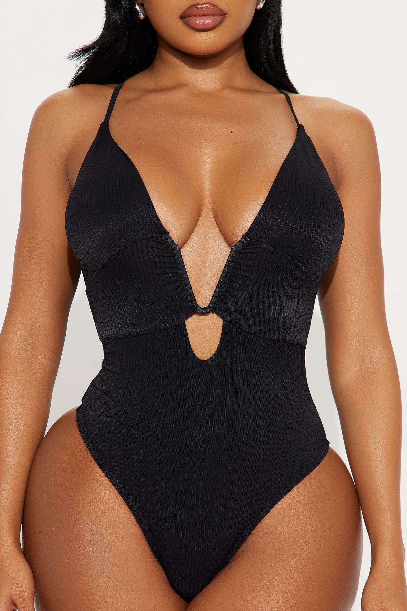 Feeling Good U Wire Ribbed 1 Piece Swimsuit - Black Female Product Image