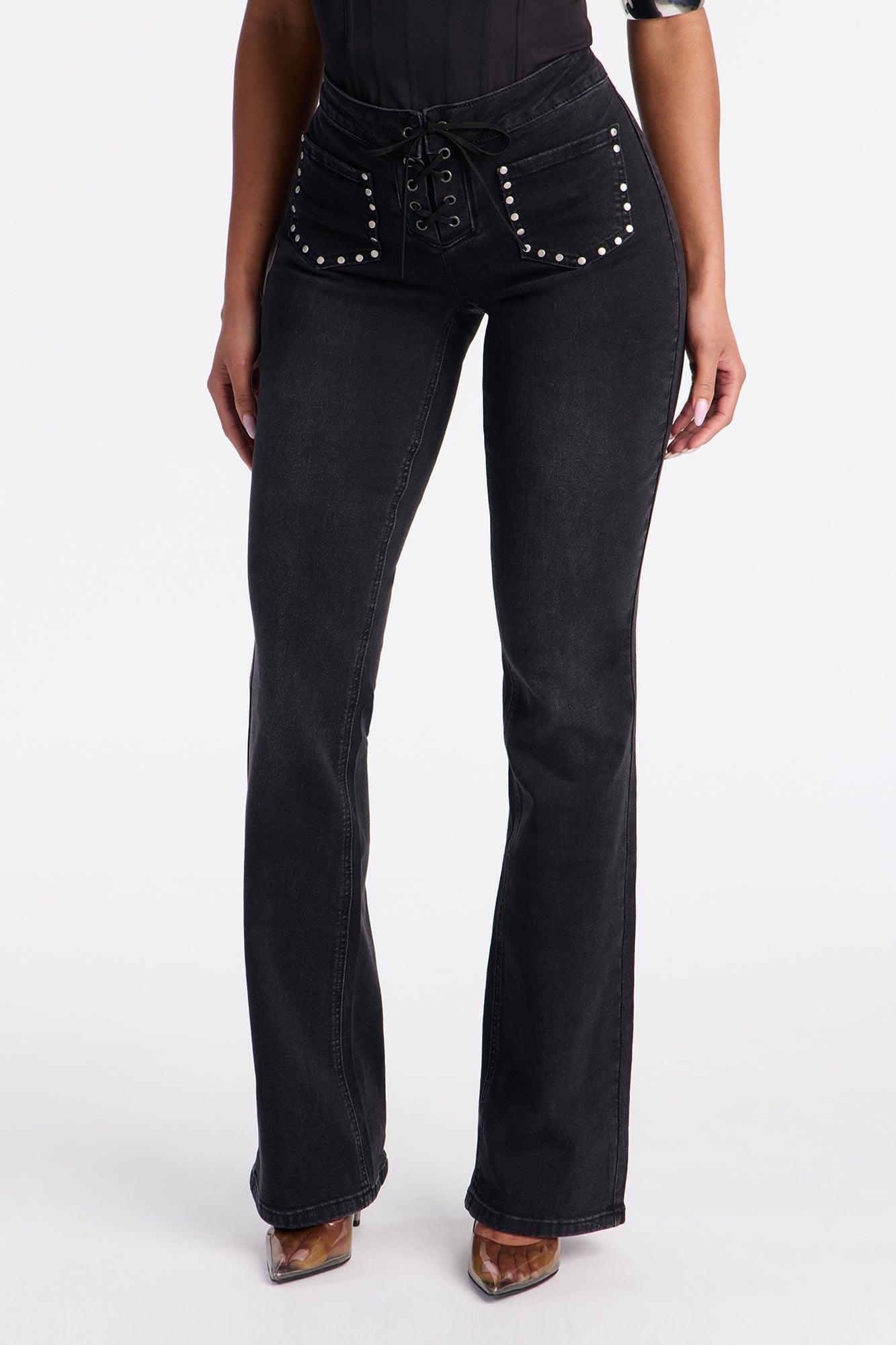 Concert Buddies Lace Up Bootcut Jeans - Black Wash Female Product Image