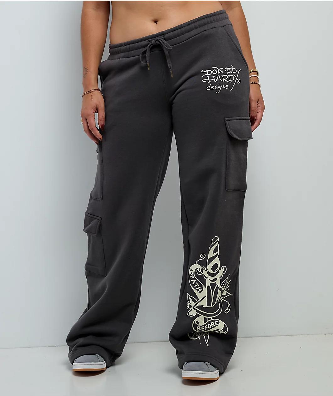Ed Hardy Panther Charcoal Cargo Sweatpants Product Image