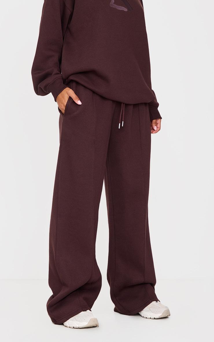 Dark Chocolate Embroidered Straight Leg Sweatpants Product Image