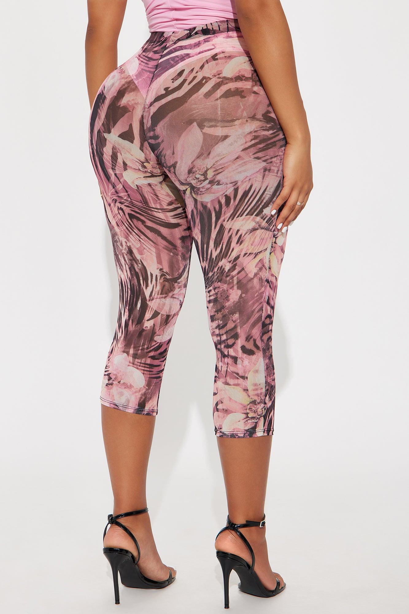 That's Hot Animal Print Mesh Capri Legging - Pink/combo Product Image