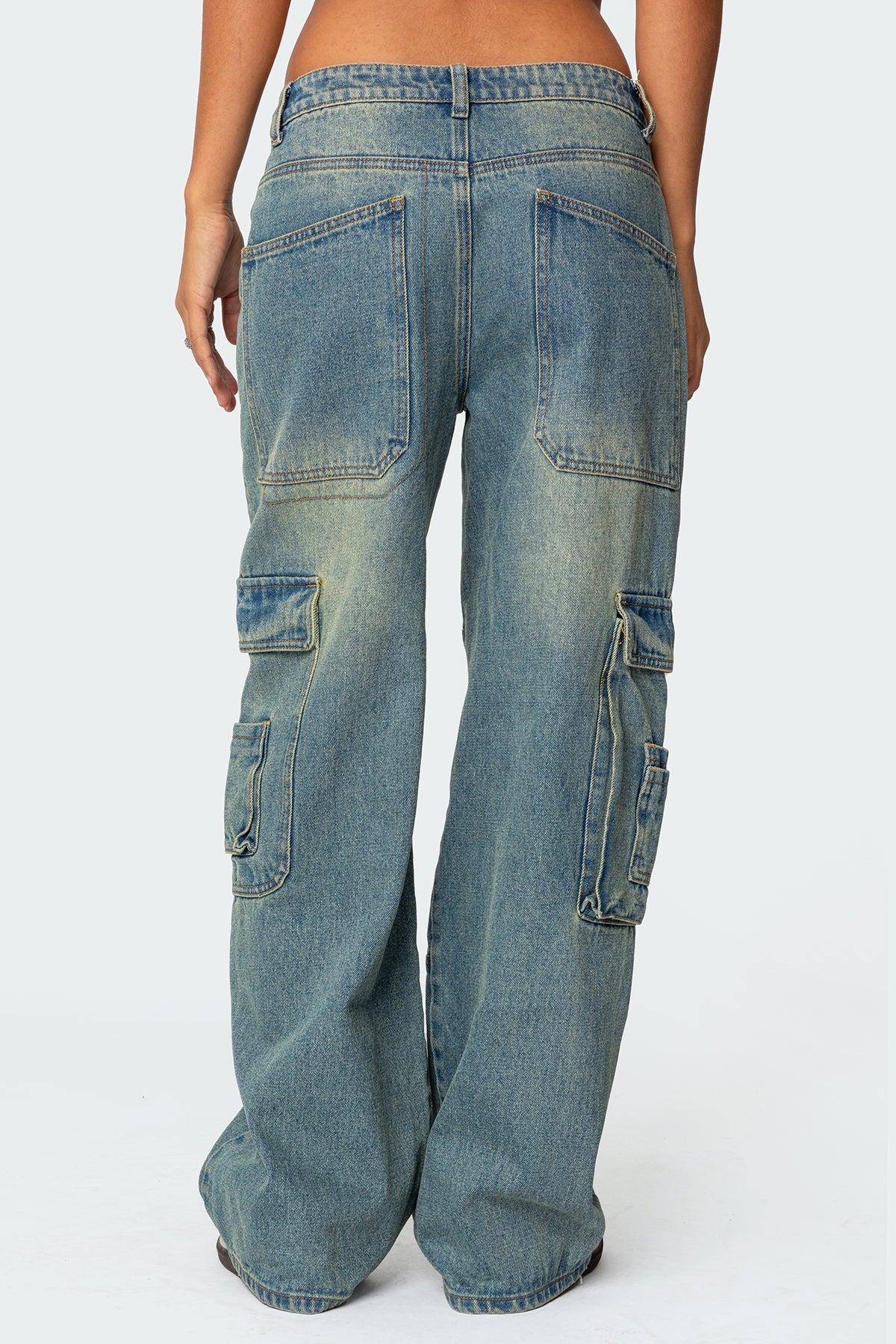 Westie Washed Low Rise Baggy Cargo Jeans Product Image