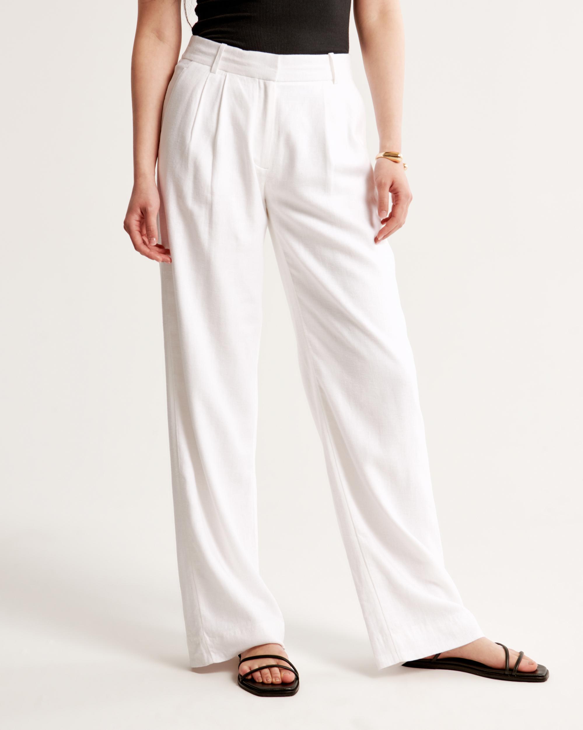A&F Sloane Low Rise Tailored Linen-Blend Pant Product Image